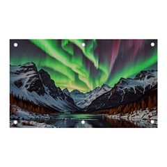 Lake Mountains Aorora Northern Lights Snow Banner And Sign 5  X 3  by Paksenen