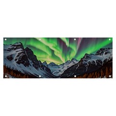 Lake Mountains Aorora Northern Lights Snow Banner And Sign 8  X 3  by Paksenen