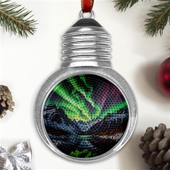 Lake Mountains Aorora Northern Lights Snow Metal Light Bulb Shape Ornament by Paksenen