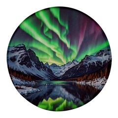 Lake Mountains Aorora Northern Lights Snow Round Glass Fridge Magnet (4 Pack)