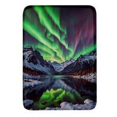 Lake Mountains Aorora Northern Lights Snow Rectangular Glass Fridge Magnet (4 Pack) by Paksenen