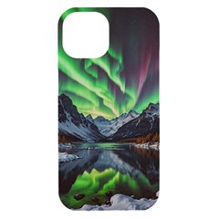 Lake Mountains Aorora Northern Lights Snow Iphone 15 Black Uv Print Pc Hardshell Case