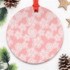 Lace White Ornamental Textile Ornament (round)