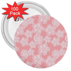 Lace White Ornamental Textile 3  Buttons (100 Pack) 