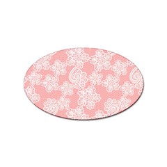 Lace White Ornamental Textile Sticker (oval)