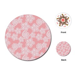 Lace White Ornamental Textile Playing Cards Single Design (round)