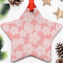 Lace White Ornamental Textile Star Ornament (two Sides) by Paksenen