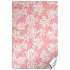 Lace White Ornamental Textile Canvas 24  X 36 