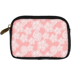 Lace White Ornamental Textile Digital Camera Leather Case