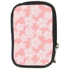 Lace White Ornamental Textile Compact Camera Leather Case