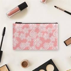 Lace White Ornamental Textile Cosmetic Bag (small)