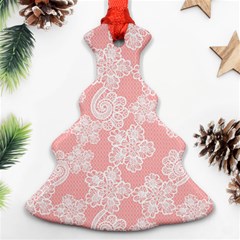 Lace White Ornamental Textile Ornament (christmas Tree)  by Paksenen