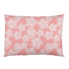 Lace White Ornamental Textile Pillow Case (two Sides) by Paksenen