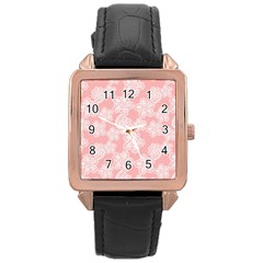 Lace White Ornamental Textile Rose Gold Leather Watch 