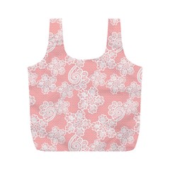 Lace White Ornamental Textile Full Print Recycle Bag (m)