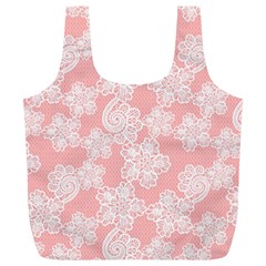 Lace White Ornamental Textile Full Print Recycle Bag (xl)