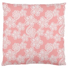 Lace White Ornamental Textile Standard Premium Plush Fleece Cushion Case (one Side)