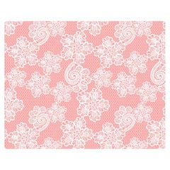 Lace White Ornamental Textile Two Sides Premium Plush Fleece Blanket (teen Size)