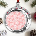 Lace White Ornamental Textile Metal Snowflake Red Crystal Round Ornament Front