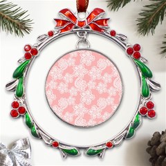 Lace White Ornamental Textile Metal X mas Wreath Ribbon Ornament by Paksenen