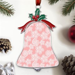 Lace White Ornamental Textile Metal Holly Leaf Bell Ornament by Paksenen