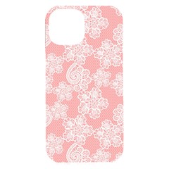 Lace White Ornamental Textile Iphone 15 Plus Black Uv Print Pc Hardshell Case