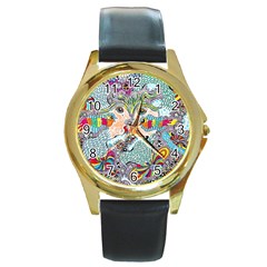 Supersonicangeldream Round Gold Metal Watch by chellerayartisans