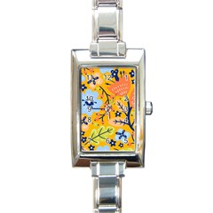 Floral Pattern Beautiful Aesthetic Rectangle Italian Charm Watch