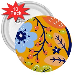 Floral Pattern Beautiful Aesthetic 3  Buttons (10 Pack) 