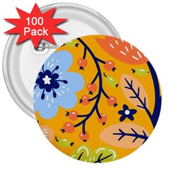 Floral Pattern Beautiful Aesthetic 3  Buttons (100 Pack) 