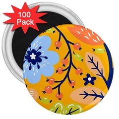 Floral Pattern Beautiful Aesthetic 3  Magnets (100 Pack)