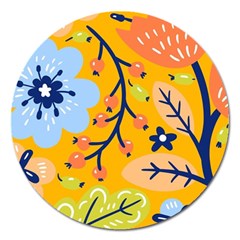 Floral Pattern Beautiful Aesthetic Magnet 5  (round)