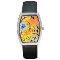 Floral Pattern Beautiful Aesthetic Barrel Style Metal Watch