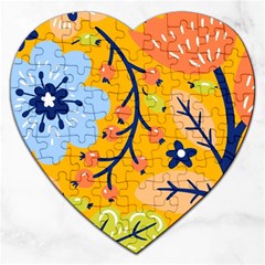 Floral Pattern Beautiful Aesthetic Jigsaw Puzzle (heart) by Paksenen