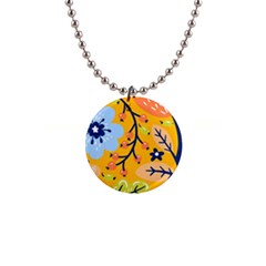 Floral Pattern Beautiful Aesthetic 1  Button Necklace by Paksenen