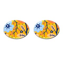 Floral Pattern Beautiful Aesthetic Cufflinks (oval)