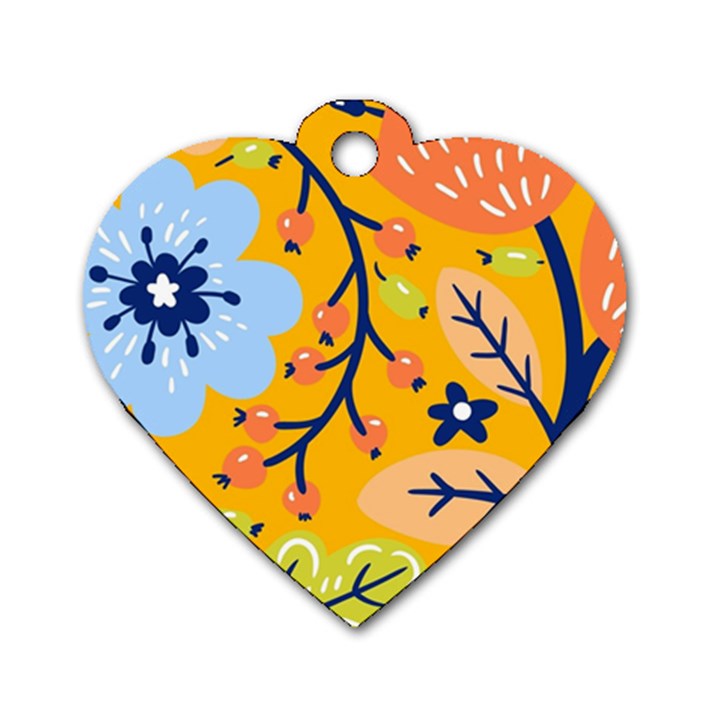 Floral Pattern Beautiful Aesthetic Dog Tag Heart (One Side)