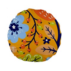 Floral Pattern Beautiful Aesthetic Standard 15  Premium Round Cushions