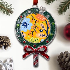 Floral Pattern Beautiful Aesthetic Metal X mas Lollipop With Crystal Ornament