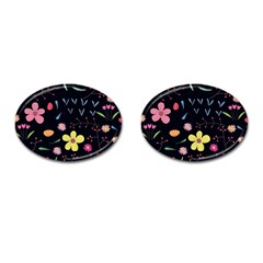 Foliage Pattern Beautiful Aesthetic Secret Garden Cufflinks (oval)