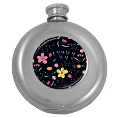 Foliage Pattern Beautiful Aesthetic Secret Garden Round Hip Flask (5 Oz)