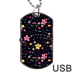 Foliage Pattern Beautiful Aesthetic Secret Garden Dog Tag Usb Flash (one Side)