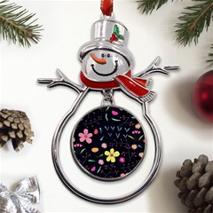 Foliage Pattern Beautiful Aesthetic Secret Garden Metal Snowman Ornament