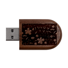 Foliage Pattern Beautiful Aesthetic Secret Garden Wood Oval Usb Flash Drive by Paksenen