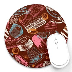 Sweet Food Seamless Pattern Round Mousepad