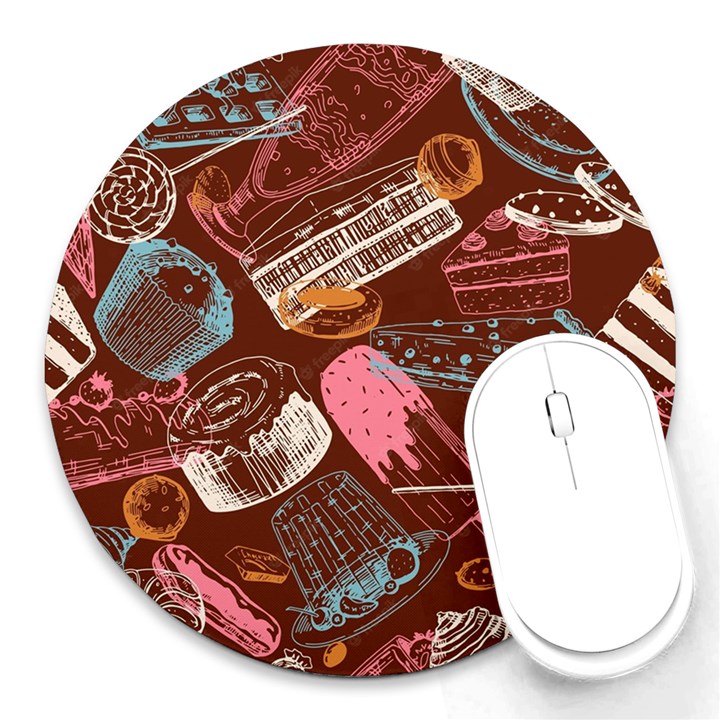 Sweet Food Seamless Pattern Round Mousepad