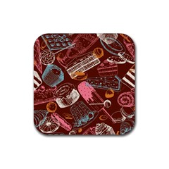 Sweet Food Seamless Pattern Rubber Coaster (square) by Paksenen