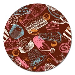 Sweet Food Seamless Pattern Magnet 5  (round)