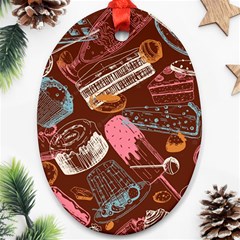 Sweet Food Seamless Pattern Oval Ornament (two Sides)