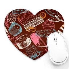 Sweet Food Seamless Pattern Heart Mousepad